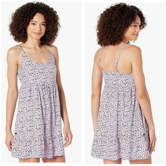 Hurley Dresses & Skirts - Hurley Purple Sleeveless Babydoll Mini Dress Summer Sundress Leopard Print